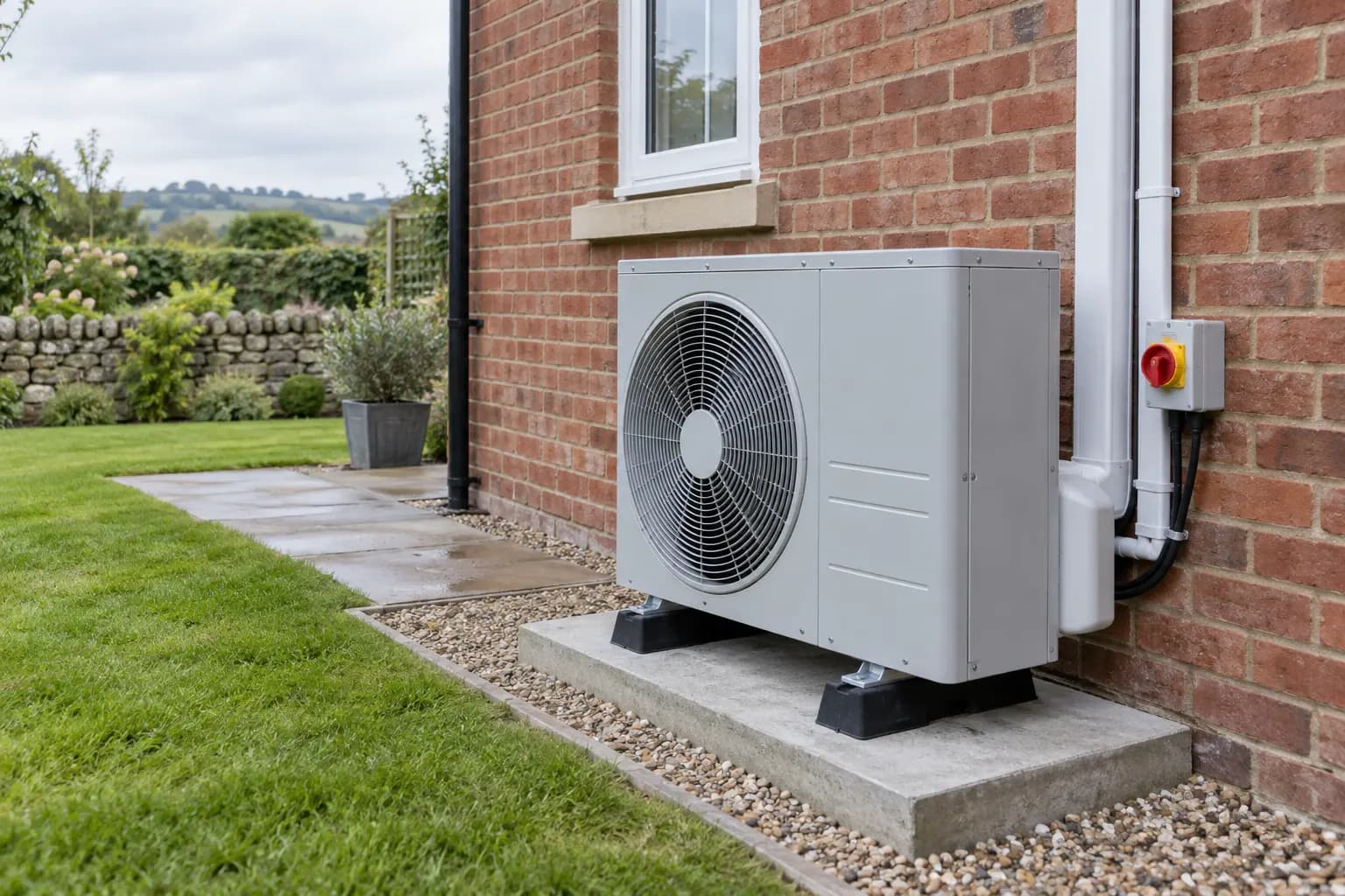 Illustrative outdoor air-conditioning equipment with clear maintenance access